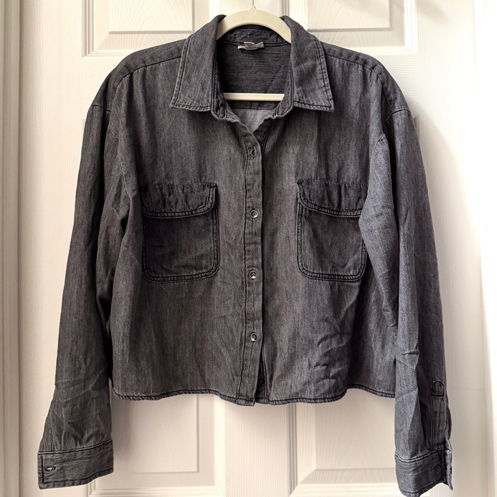 Grey Denim Button Down